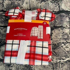 Wondershop 18 Month 2-piece Toddler Family Sleep Set PJ white Red Black Plaid